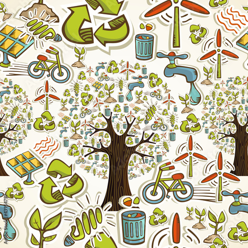 Go Green icons seamless pattern