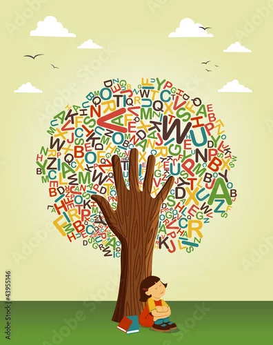 Obraz Naucz się czytać z ręki drzewa edukacji szkolnej