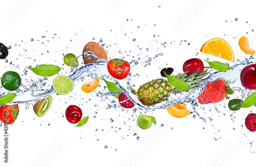 Fresh fruits falling in water splash #43956599