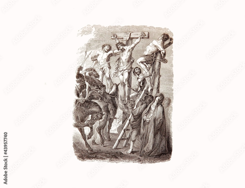 crucifixion Jésus-Christ par Cuillaumont gravure 19 ème siècle crucifixion Jésus-Christ par Cuillaumont gravure 19 ème siècle