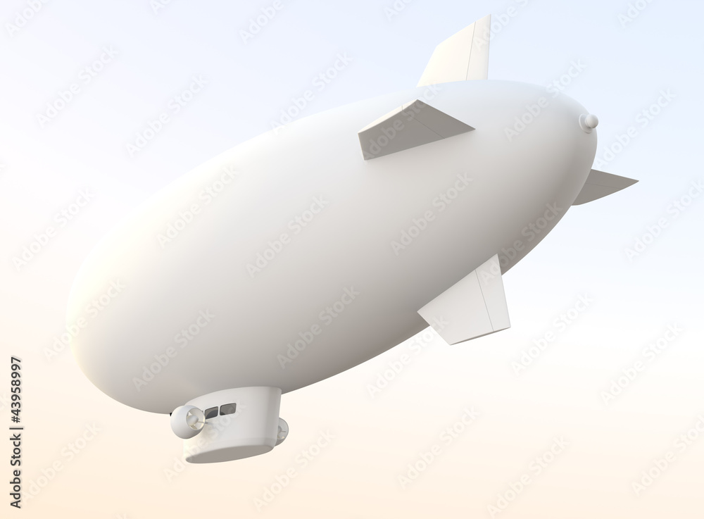 Obraz premium white blimp flying away(empty space for sign)
