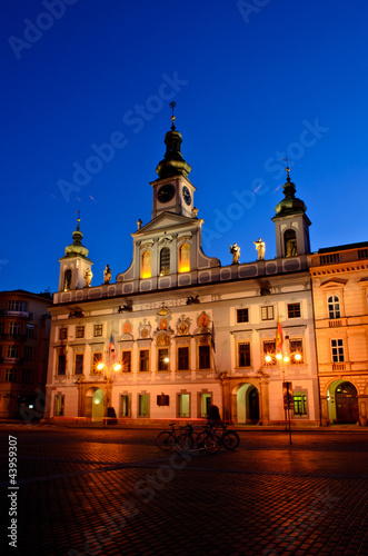 old town hall of Ceske Budejovic at night