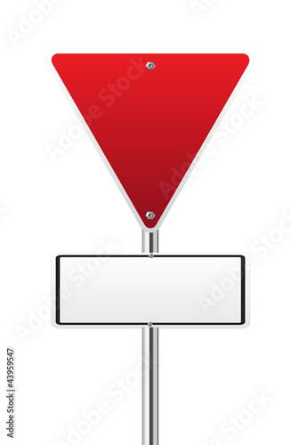 Blank upside down triangle red traffic sign