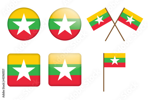 set of badges with flag of Burma vector illustration Free Download set of badges with flag of Burma vector illustration - GFXLoad