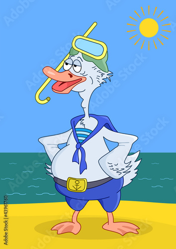 Goose diver on a seacoast