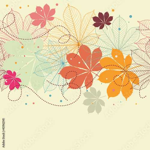 Seamless background with falling autumn leaves in a retro style.