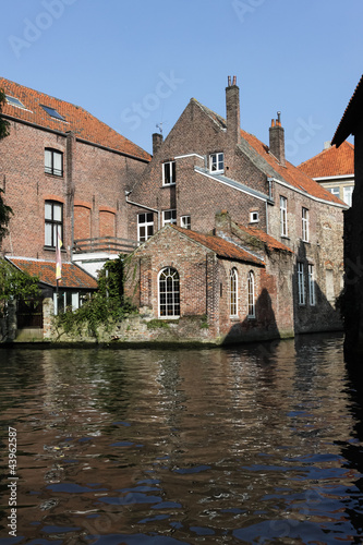 View from the water canal in Brugge, Belgium
