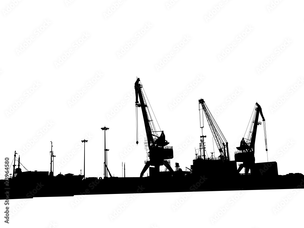Obraz premium Silhouettes of port constructions