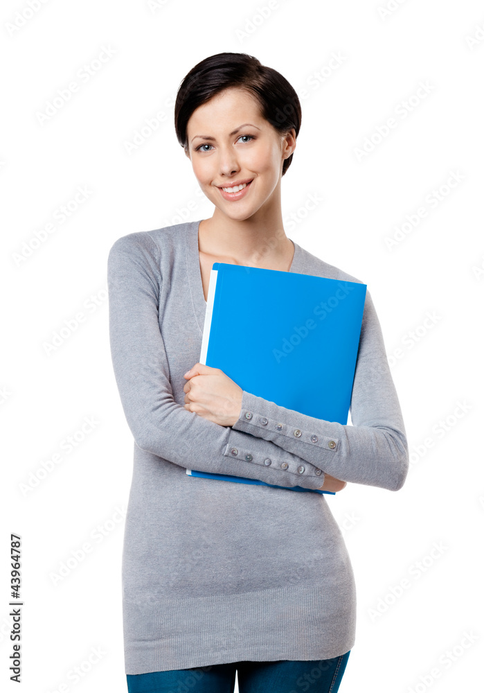 Girl hands books and magazines, isolated on white Girl hands books and magazines, isolated on white