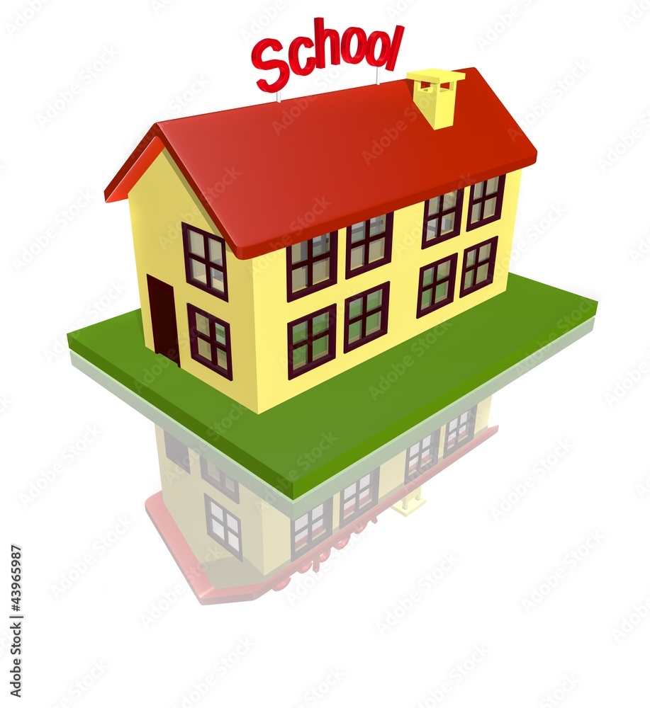 school isolated on white,3d school isolated on white,3d