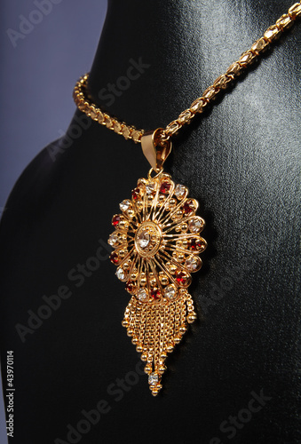 Indian Gold Necklace with gemstones