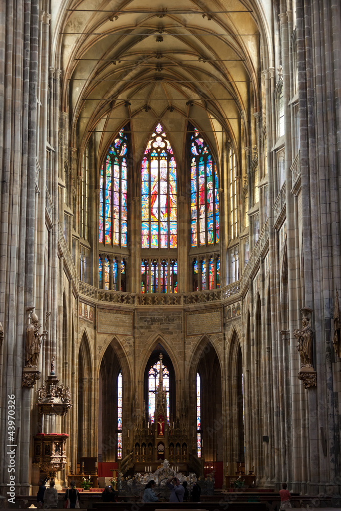 Interior of Saint Vitus Cathedral within the Castle of Prague