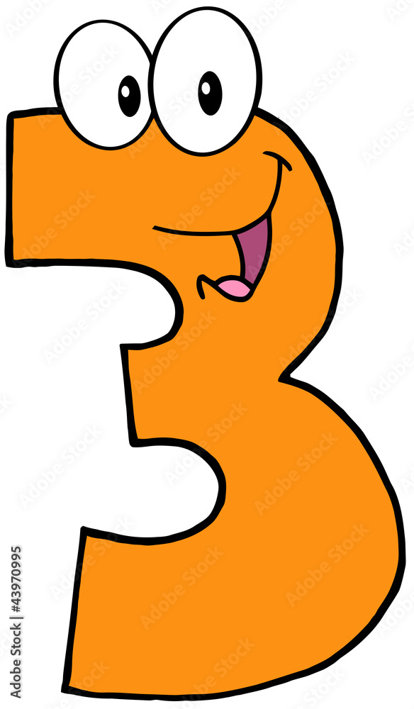 Number Three Funny Cartoon Character Number Three Funny Cartoon Character