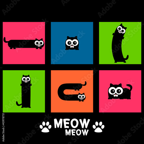 Colorful vector set of funny cats