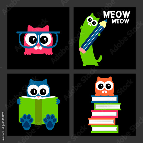 Funny kitty set education theme