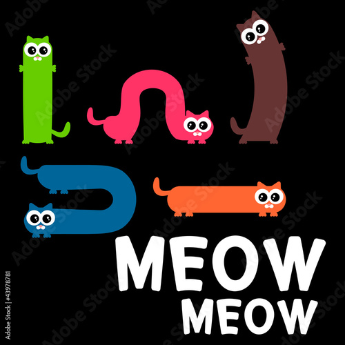 Colorful vector set of funny cats