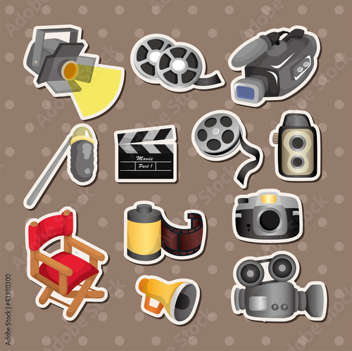 cartoon movie equipment icon set