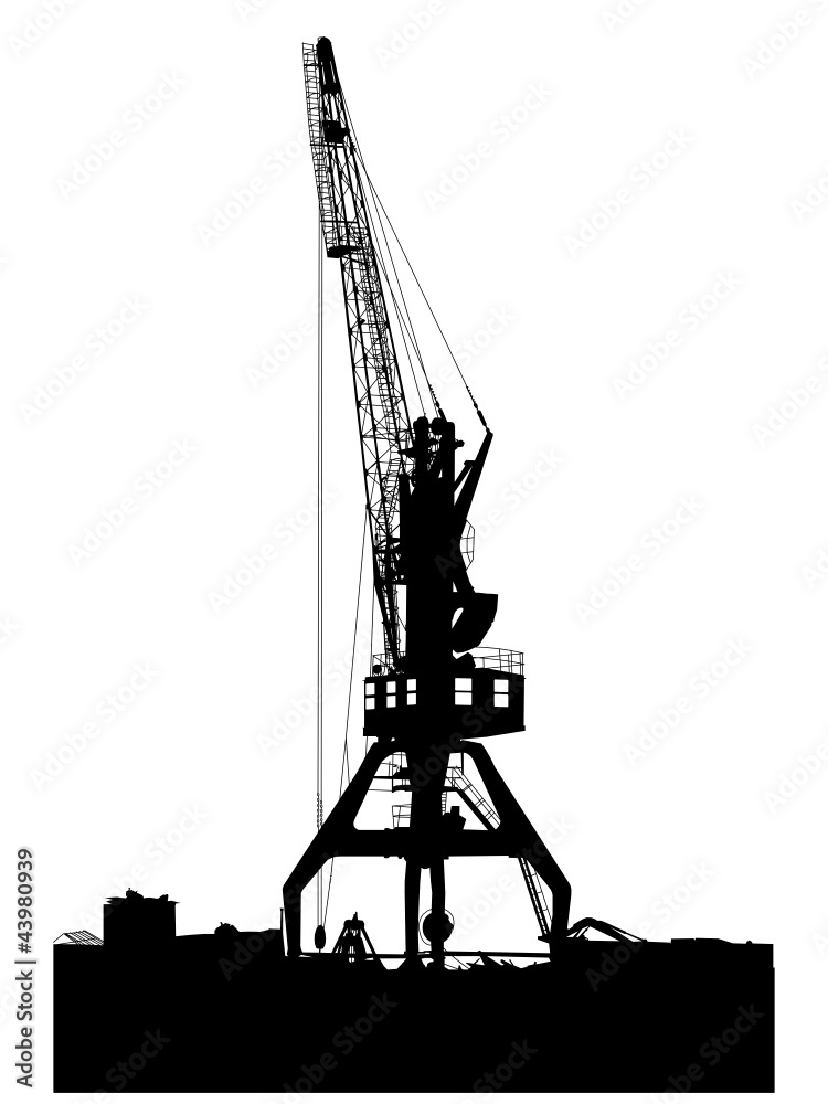 Silhouette of the port crane