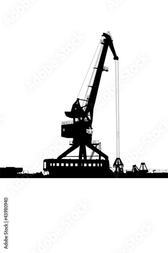 Silhouette of the port crane