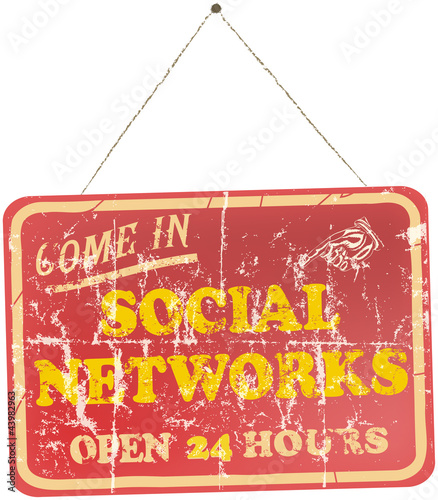 vintage social networks sign