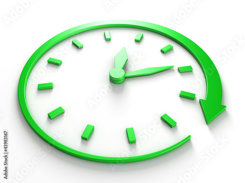 green concept clock dial with arrow around