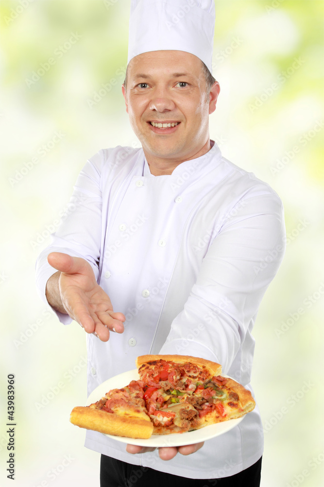 chef with pizza