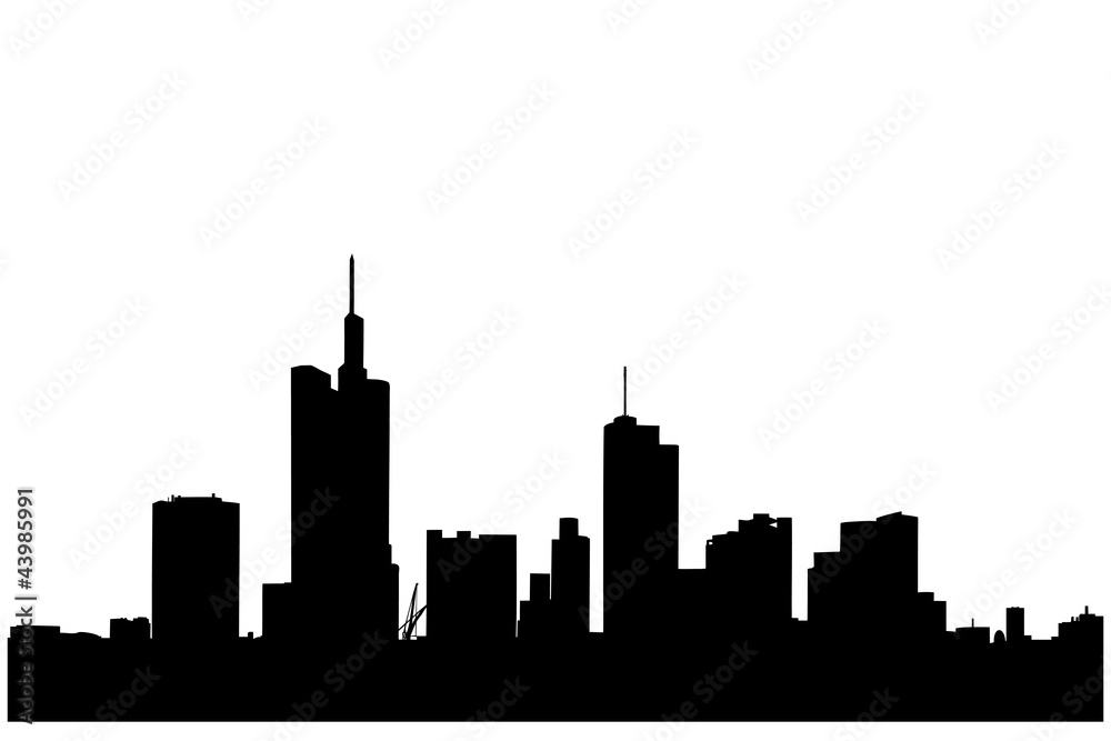 A silhouette of a buildings in the financial centre in Frankfurt