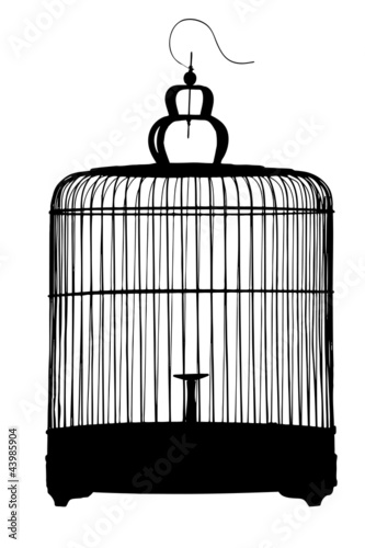 A silhouette of a birdcage