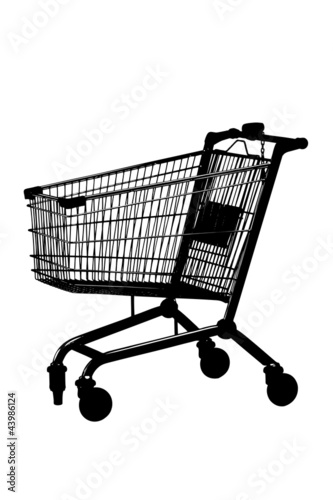 A silhouette of an empty shopping cart