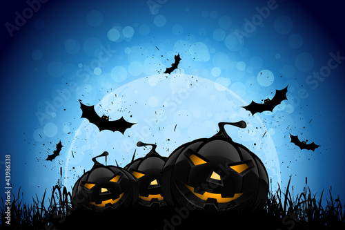 Halloween Party Background with Pumpkins and Moon