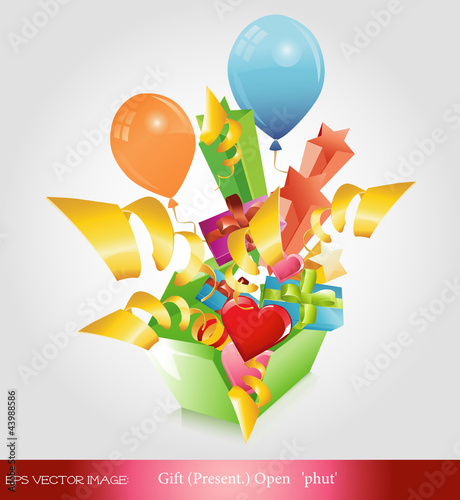 eps Vector image: gift（present.） open　'phut'