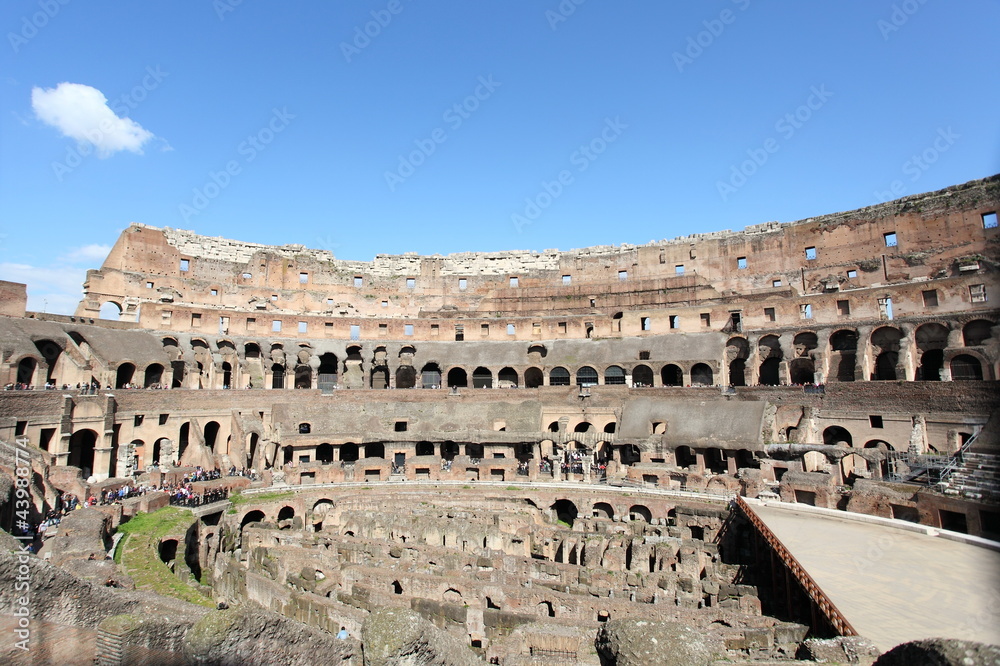 the arena of Colosseum, a landmark of Rome