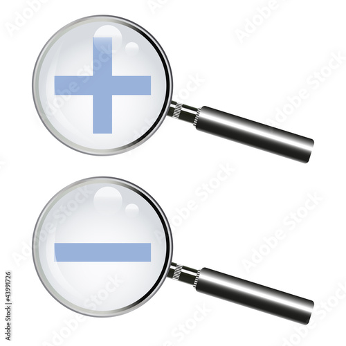 magnifying glass with the plus and minus signs