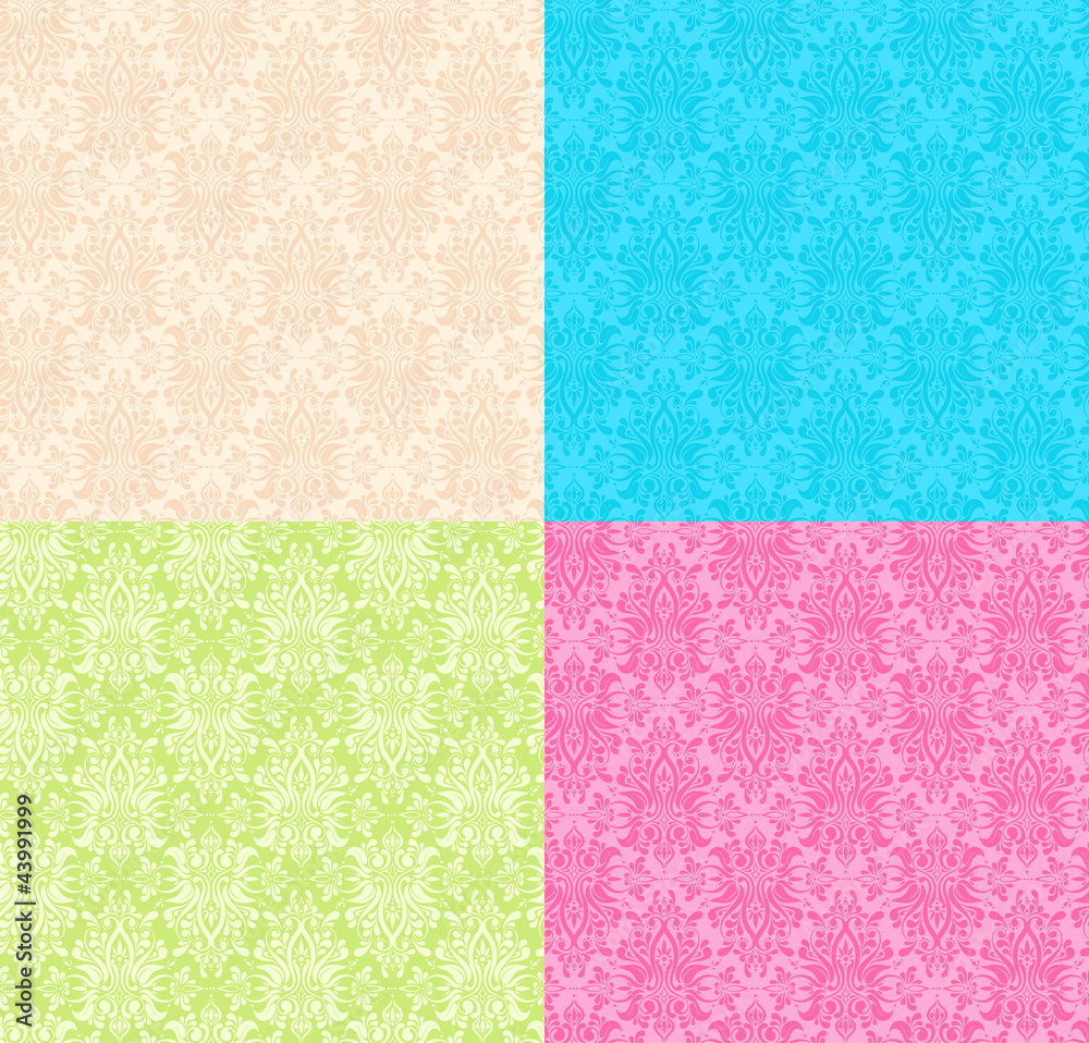 Fototapeta premium Seamless Ornamental Wallpaper. four version of the color