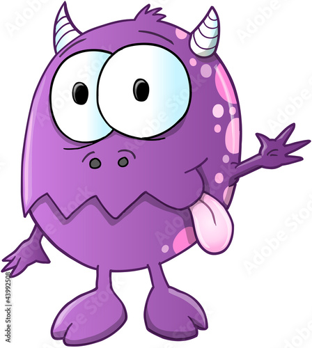 Cute Purple Alien Monster Vector