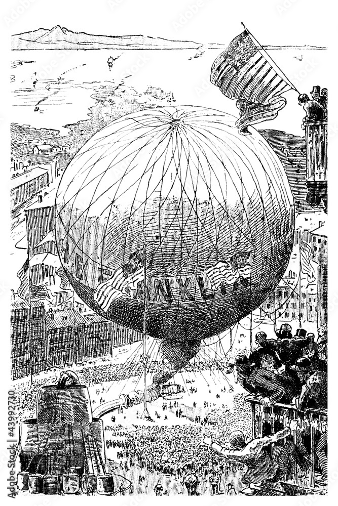 Fototapeta premium Aerostat - 19th century