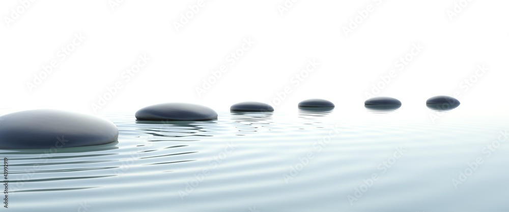 Naklejka premium Ścieżka Zen kamieni w widoku panoramicznym