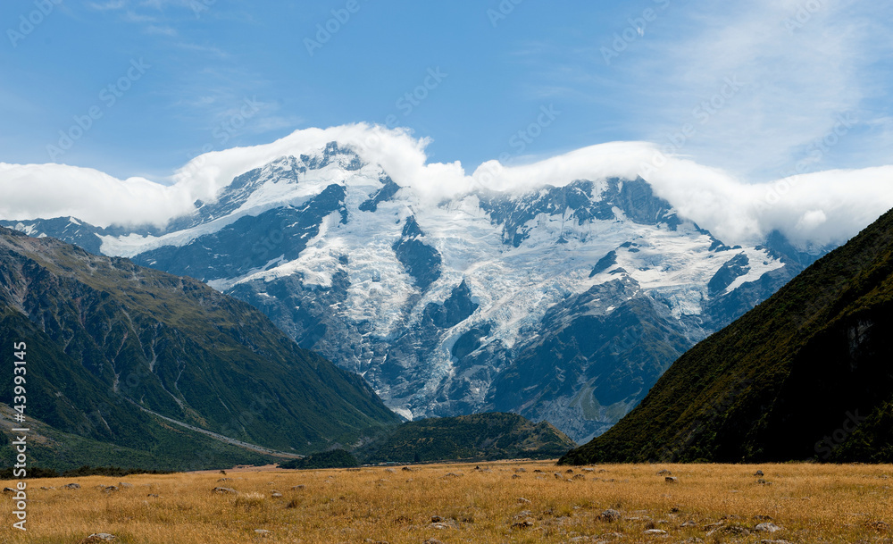 M-shaped cloud over Mount Cook, New Zealand