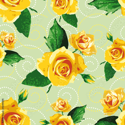 Seamless background/pattern with yellow rose flowers