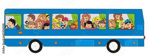 school bus with people, vector illustration