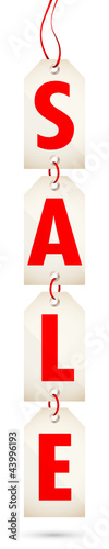 "SALE" 4 Red/Beige Hangtags Among Each Other