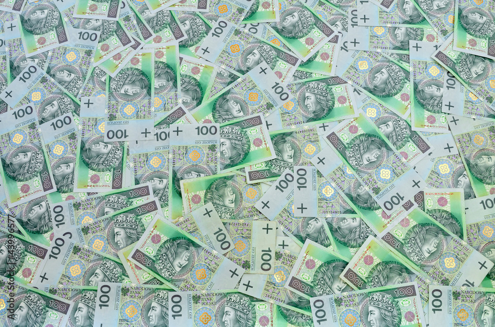 Polish banknotes background Polish banknotes background