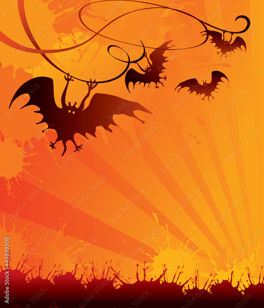 Halloween card with bats