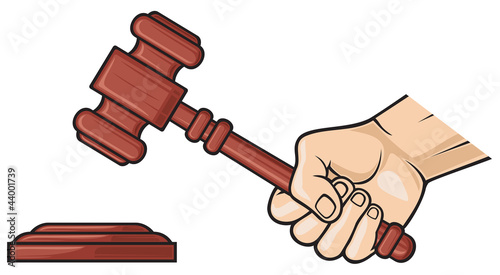 wooden gavel in hand