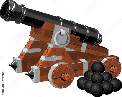 Old pirate ship cannon