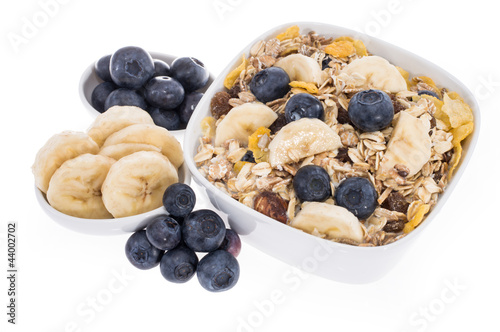 Mixed Muesli with Blueberries and Bananas
