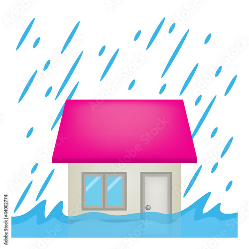 住宅 家 台風 洪水 イラスト