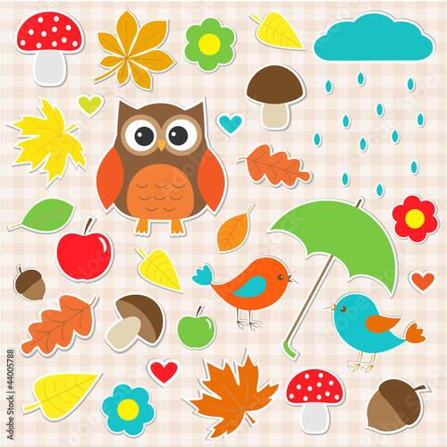 Vector set of autumnal stickers