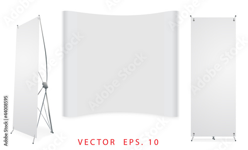Vector blank roll up banner display, with trade show booth
