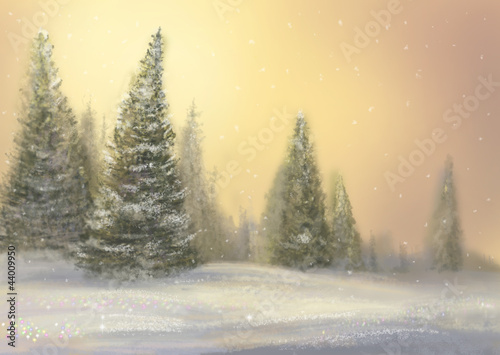 Frosty day. Winter forest. (Author's illustration.)